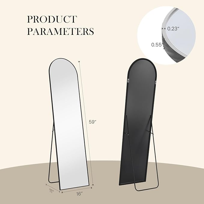 NEWBULIG Full Length Mirror, Upgraded Body Wall Mirrors with Shatter-Proof Glass, Floor Standing Mirror, Home Wall Decor