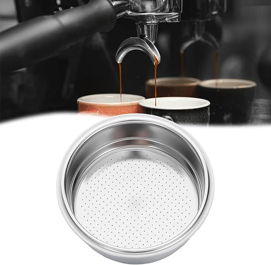 51mm Portafilter Basket, Double Layer Stainless Steel Coffee Filter, Double Cups 51mm Porous Filter for Coffee Machine Replacement Accessories, 2 Cups Capacity