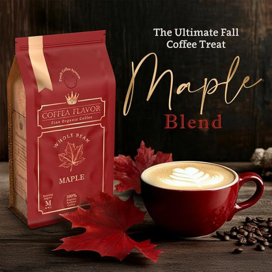 Maple flavored coffee – 100% arabica coffee beans whole, Single Origin, medium roast, USDA Organic, Naturally No Artificial Sweeteners– by Coffea Flavor