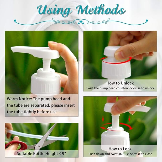 Gallon Pump Dispenser, Fits Most 1 Gallon Jugs and Containers 38/400 Pump Lid Top Replacement for Sanitizer, Lotion, Shampoo, Conditioner (6 Pack)