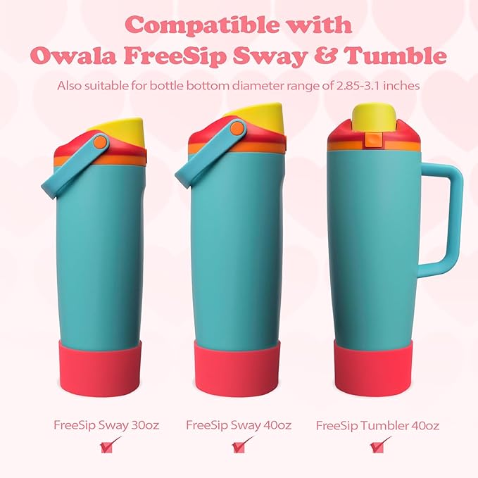 Silicone Boot for Owala 30oz & 40oz FreeSip Sway Bottles & Tumblers - Non-Slip, Scratch-Resistant, Stability Enhancer, Available in 12 Colors (Summer sweetness Red)