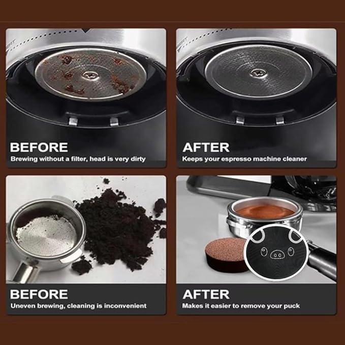 58mm Espresso Puck Screen, 0.2mm Ultra Thin Espresso Puck, Metal Reusable Coffee Filter for 58mm Espresso Portafilter Basket with Titanium PVD Coating - 316 Stainless Steel(Piggy)