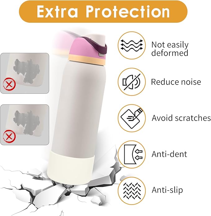 2PCS Silicone Water Bottle Boot, Compatible with Owala 24oz 32oz 40oz, Protective Anti-Scratch & Anti-Dent No Noise Sleeve Cover for FreeSip/Twist/Flip Water Bottles (Daybreak, 24oz)