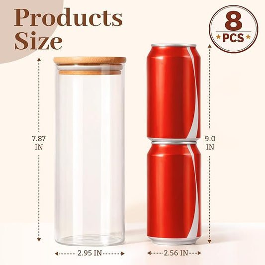 77L Stackable Glass Food Storage Containers with Lids [Set of 8 ], Airtight Glass Canister for Kitchen & Pantry Organization, Clear Borosilicate Jars for Pasta, Cereal, Flour, Sugar, Nuts