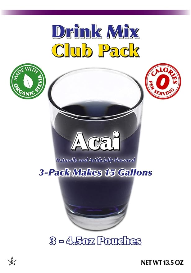 GramZero Acai Zero Calorie Sugar Free Drink Mix, Great For Nutrition Club Loaded Tea, Stevia Sweetened