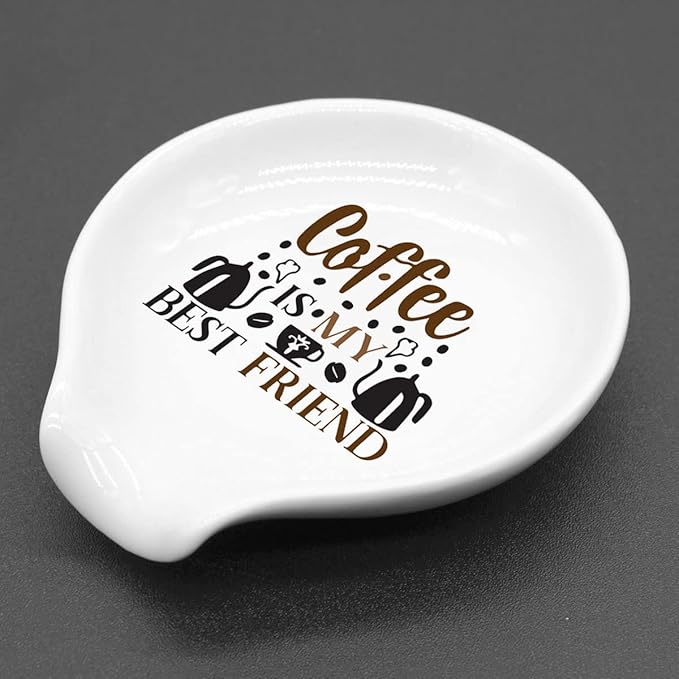 Funny Colour Coffee Spoon Rest-Coffee Ceramic Spoon Holder-Coffee Station Bar Accessories- Coffee is My Best Friend Sig
