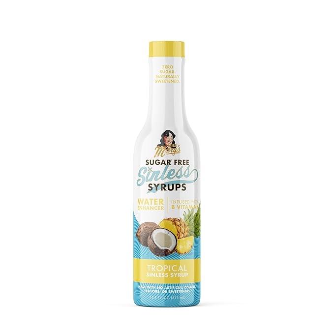 Sugar Free Tropical Sinless Syrup - Stevia Based, No Sugar Alcohols or Sucralose, No Artificial Sweeteners, Natural Ingredients, Water Enhancer, Tea, Desserts Keto Friendly, 1 Pack