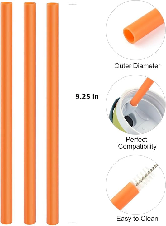 Replacement Straws Compatible with Owala FreeSip,Free sip Sway 40 Oz Water Bottle,Replacement Parts for Owala FreeSip 40 Oz Tumbler Include 6 BPA-FREE Straw and 1 Cleaning Brush,Orange