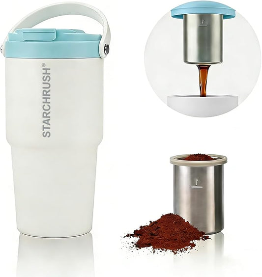 Portable Electric Espresso Maker, 20oz Insulated Stainless Steel Extraction Coffee Cup,Fast Brew with Pressure, Rechargeable, Leak Proof, BPA Free, Ideal for Travel,Commute and Office