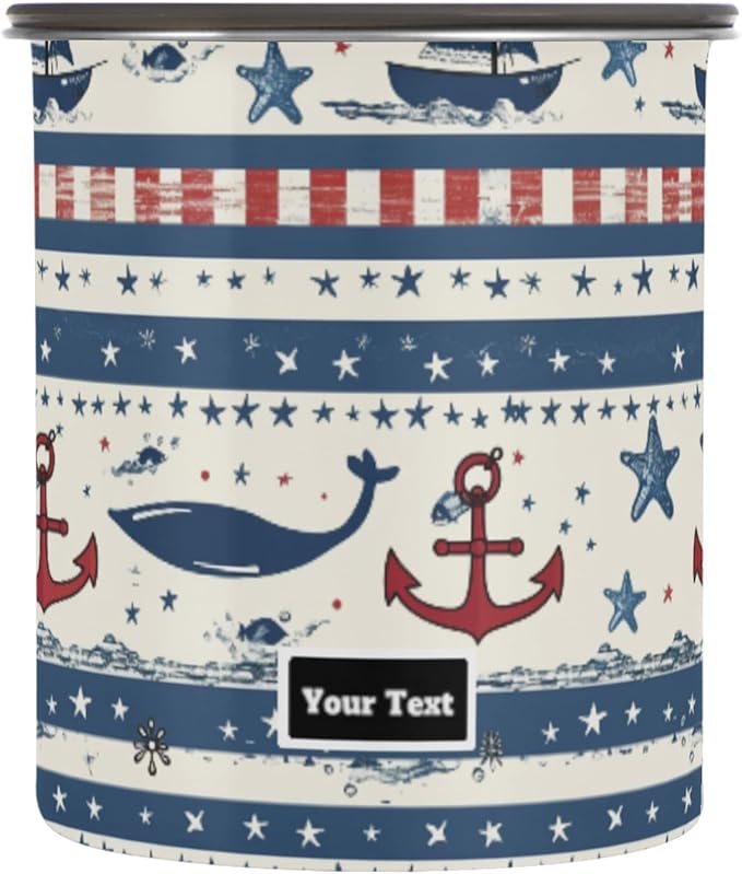 ALAZA Sailboat Anchor Stars Stripe Airtight Coffee Bean Canister Customed 500ml Food Storage Containers with Lids For Gournd, Tea, Sugar, Flour, Rice, Cereal, Candy Cookie Jar