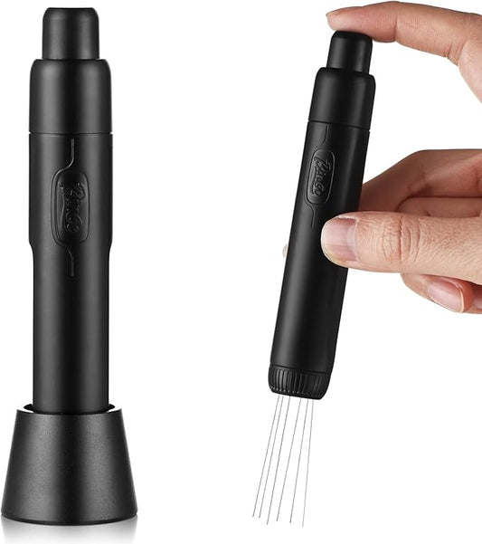 WDT Espresso Distribution Tool - Magnetic Espresso Stirrer Tool with Stainless Steel Retractable Needles, Coffee Needle Distribution Stirrer for Barista, with Extra 6 Needles (Black)