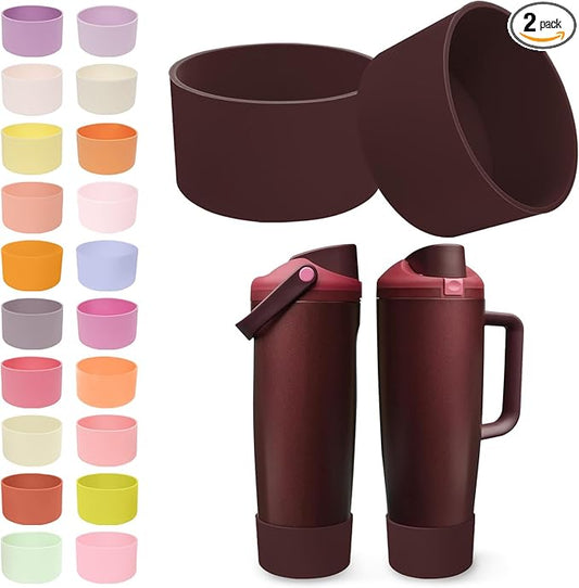 2PCS Silicone Boots for Owala 30oz & 40oz FreeSip Sway Bottles & Tumblers – Non-Slip, Scratch-Resistant, Stability Enhancer for Owala Accessories (Black Cherry)