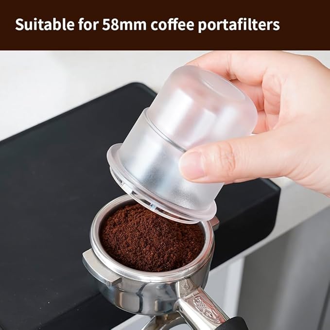 watchget 58mm Dosing Cup Espresso Coffee Dosing Cup Compatible with 58mm Portafilters Plastic Espresso Dosing Cup Coffee Machine Accessories, Frosted Transparent
