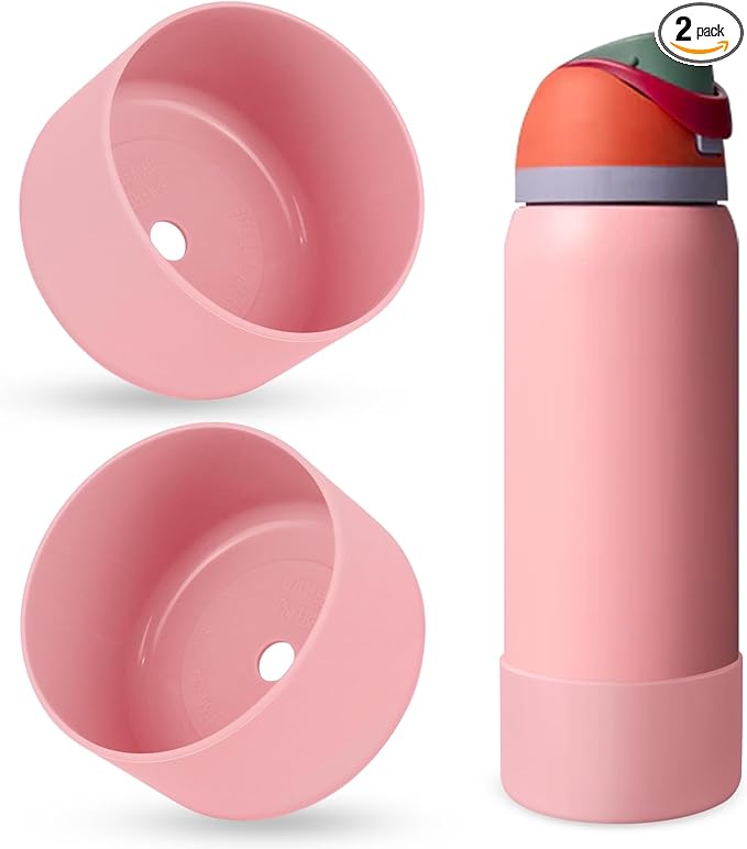 2PCS Silicone Water Bottle Boot, Compatible with Owala 24oz 32oz 40oz, Protective Anti-Scratch & Anti-Dent No Noise Sleeve Cover for FreeSip/Twist/Flip Water Bottles (Sugar High, 32oz)