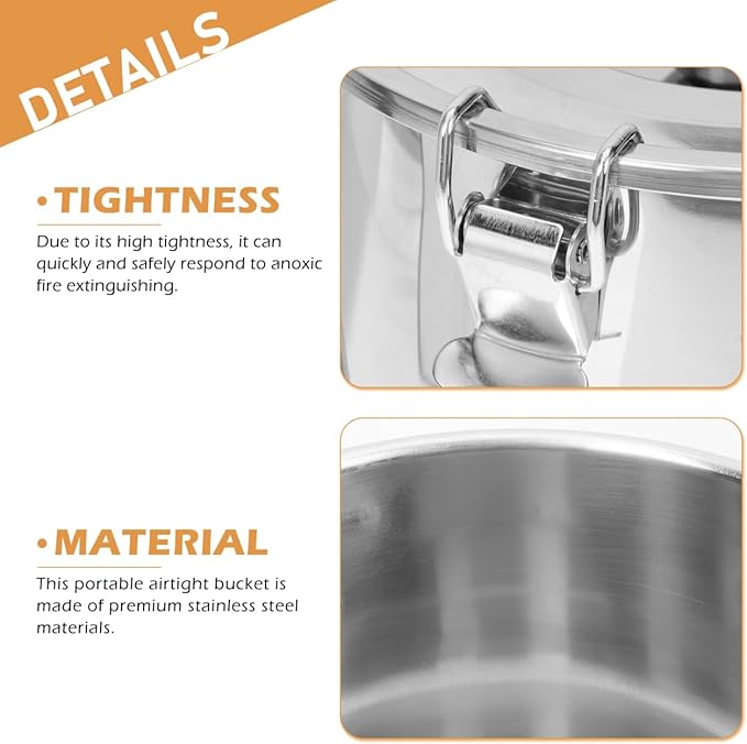 iplusmile Stainless Steel Airtight Canisters Container: 112 fl oz Airtight Clamp Lid Kitchen Food Storage Bucket for Rice Flour Grain Coffee Bean Flour Oil Sugar Milk