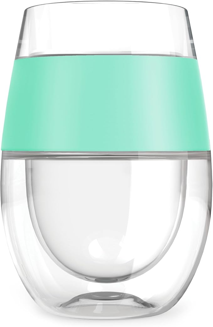 Host Wine Freeze Cooling Cups, Plastic Wine Glasses for Red and White Wines, Double Wall Insulated Freezable Drink Chilling Tumbler, Champagne Gifts for Women, 8.5 oz, Set of 4, Assorted Colors