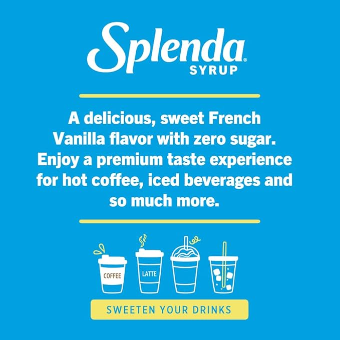 Splenda Coffee Syrup, French Vanilla, Sugar Free, Flavored Liquid Syrups for Drinks, 750 ml Bottle