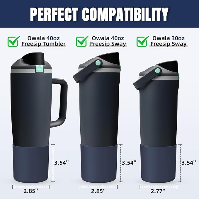 Silicone Higher Boot Compatible with Owala 30oz & 40oz FreeSip Sway Bottles & Tumblers, Large Protection Anti-slip Bottom Cover Sleeve for Freesip Sway Tumbler and Bottle