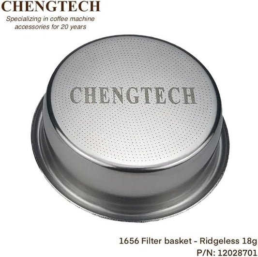 Espresso Accessories, 58mm Espresso Filter Basket (18g Laser Round Hole) – 1656 High-Density Laser-Cut Round Perforations, Ridgeless Design for Efficient Extraction & Richer Flavor