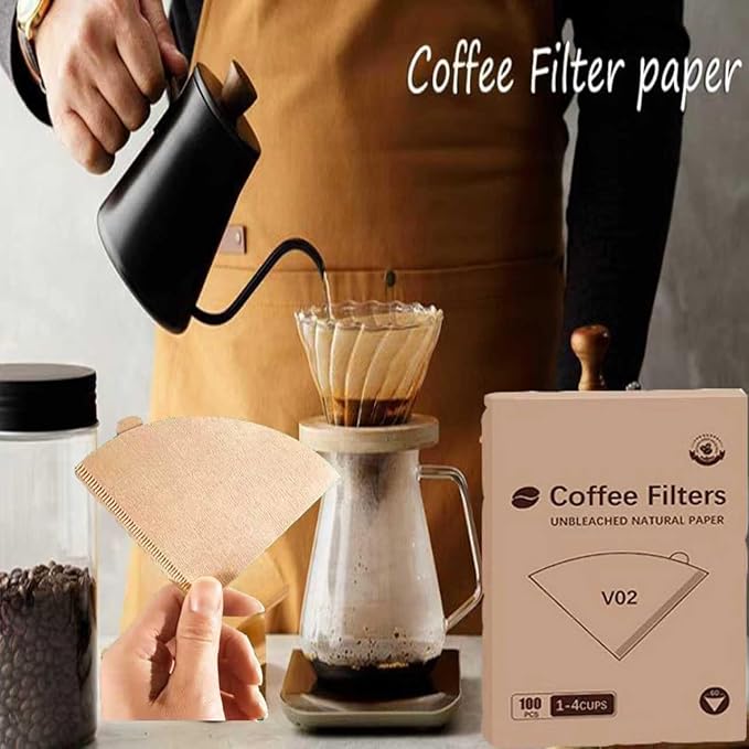 Coffee Filters,200 counts boxed Unbleached Cone Filters V60 Coffee Filters Disposable coffee Paper Filters 2-12 Cup, 02 Cone For Pour Over and Drip Coffee Maker (U2-200PCS in 2 BOX)