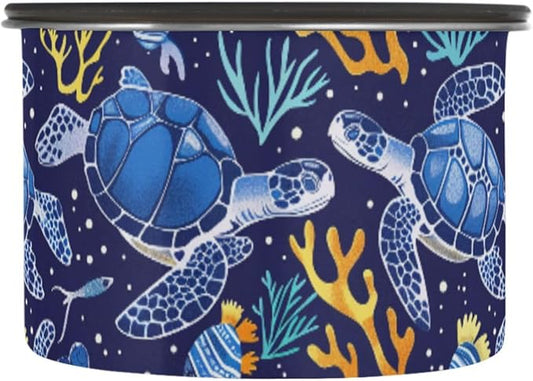 ALAZA Sea Turtle Coral Fish Airtight Coffee Bean Canister 900ml Food Storage Containers with Lids For Gournd, Tea, Sugar, Flour, Rice, Cereal, Candy Cookie Jar