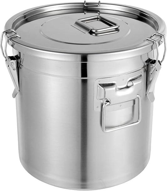 21L/4.62gal Stainless Steel Airtight Canister, Food Storage Canisters with Airtight Lid&Locking Clamp, Rice Cereal Grain Canisters Container, Storager Bucket for Flour, Coffee Bean, Sugar, Cookie