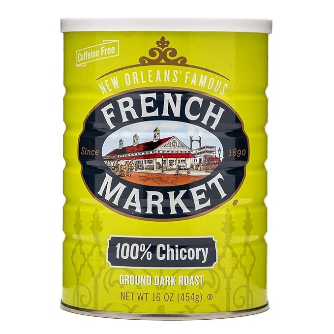 French Market 100% Pure Ground Dark Roast Chicory, Caffeine Free, 16oz Can (Pack of 1)