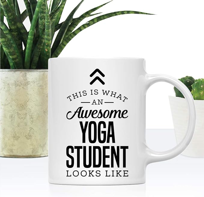 Andaz Press 11oz. Ceramic Coffee Tea Mug Thank You Gift, This is What an Awesome Yoga Student Looks Like, 1-Pack, Birthday Christmas Gift Ideas Coworker Him Her, Includes Gift Box