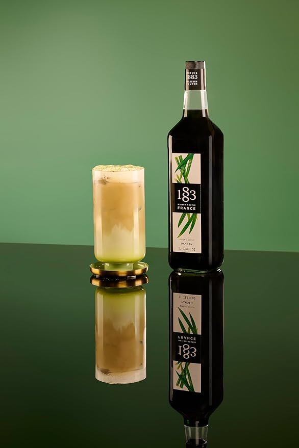 1883 Pandan Syrup for Drinks, Made in France, 1 Liter Glass Bottle