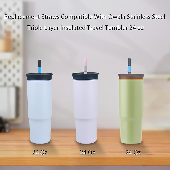 Replacement Straws for Owala 24oz Tumbler, 6 Colours with 1 Brush (6 Pack for 24oz)