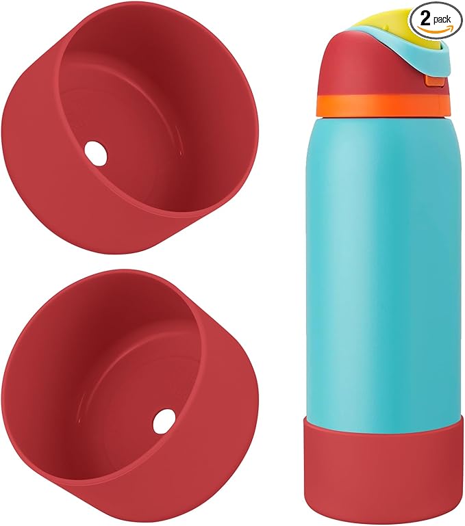 2PCS Silicone Water Bottle Boot, Compatible with Owala 24oz 32oz 40oz, Protective Anti-Scratch & Anti-Dent No Noise Sleeve Cover for FreeSip/Twist/Flip Water Bottles (Burgundy, 40oz)