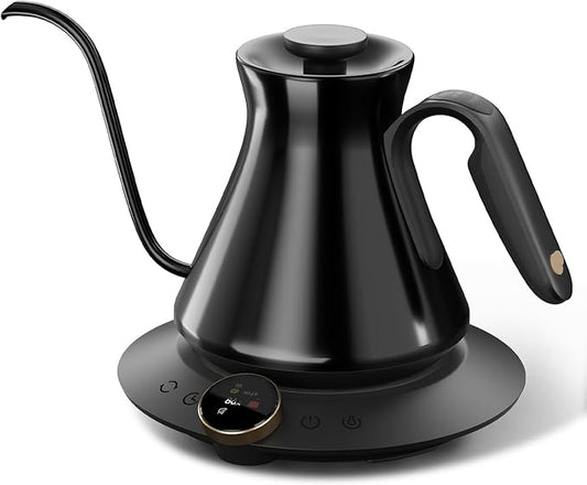 Cocinare Master Collection Soulages Black Gooseneck Electric Kettle, ±0.5℉ Precise Temperature Control for Pour-Over Coffee & Tea, Quick Heating 1500W, Stainless Steel Interior, 0.9L