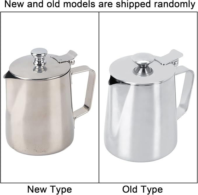12oz Milk Frothing Pitcher, Stainless Steel Coffee Latte Art Jug Pitcher Mug Cup with Lid for Home Restaurant Cafe