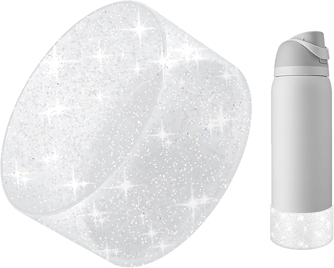 Protective Glitter Silicone Boot Compatible with Owala 24oz 32oz 40oz, Bling Cup Sleeve Bottom Bumper Cover Compatible with Owala FreeSip, Twist, or Flip Stainless Steel Water Bottles