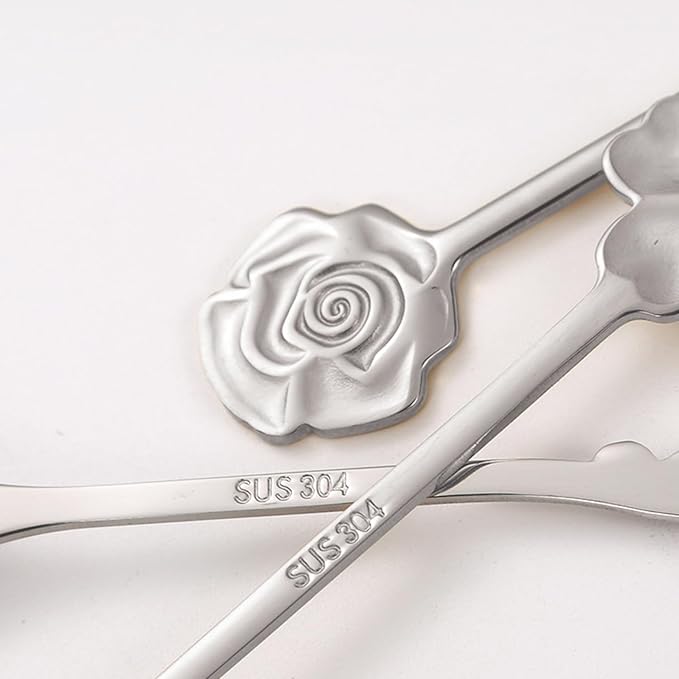 Stainless Steel Coffee Dessert Spoon, Cute Demitasse Spoon for Stirring, Creative Flower Sugar Spoon, 4 Pieces