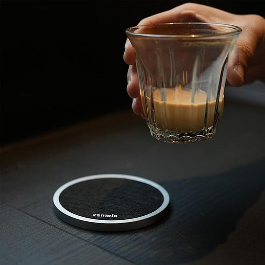 Absorbent Coasters with 1 Aluminum Base & 3 Felt Pads - 4 Inch, Replaceable Inserts, Non-Slip Metal Coaster for Hot/Cold Drinks, Home/Office/Bar Use (Carbon Black)