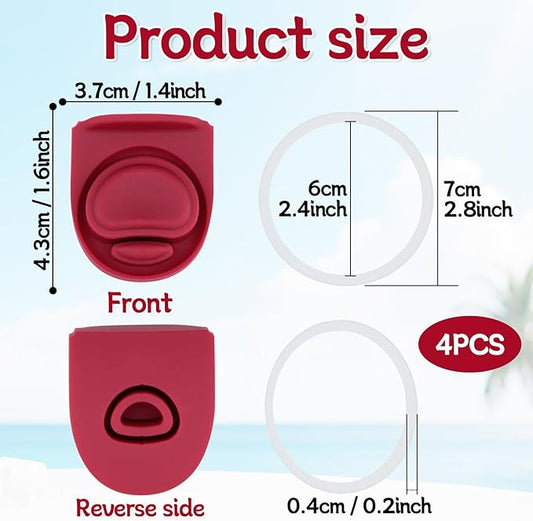4pcs Replacement Stopper and 4pcs Ring Compatible with Owala FreeSip 24oz 32oz,Water Bottle Top Gasket Lid for Owala 16/19/24/32/40oz Seal Bottle Mouth Cap Silicone Stopper Parts Accessories