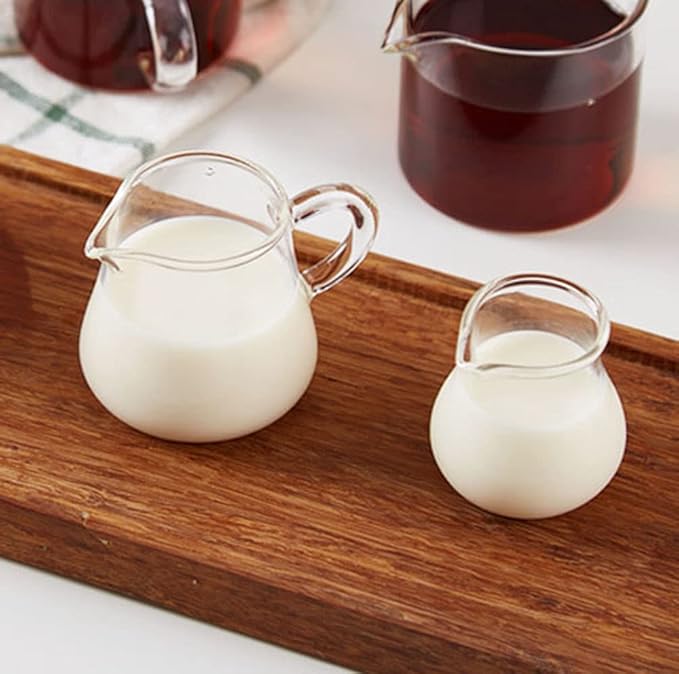4pcs Mini Glass Creamer Pitcher Sauce Serving Pitcher Creamer Jug with Handle,2oz