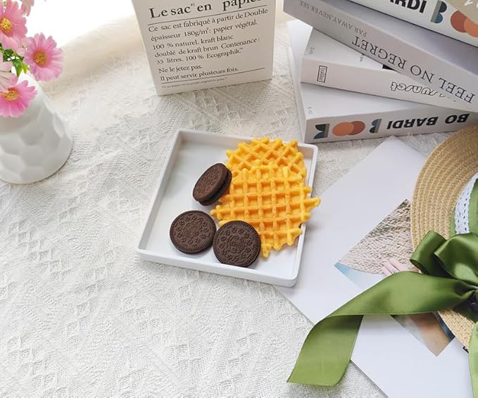 Small Square Serving Tray (5.9 inch), Durable White Tray for Desserts & Organization, Lightweight for Coffee, Drinks, Party, Seasoning, Perfume and Display.