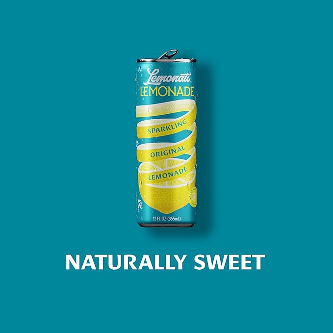 Lemonati Sparkling Lemonade, No Artificial Sweeteners or Flavoring, Gluten-Free, Kosher, Non-GMO, Vegan, 12 Fl Oz Slim Cans (12 Fl Oz (Pack of 12), Lemonade)