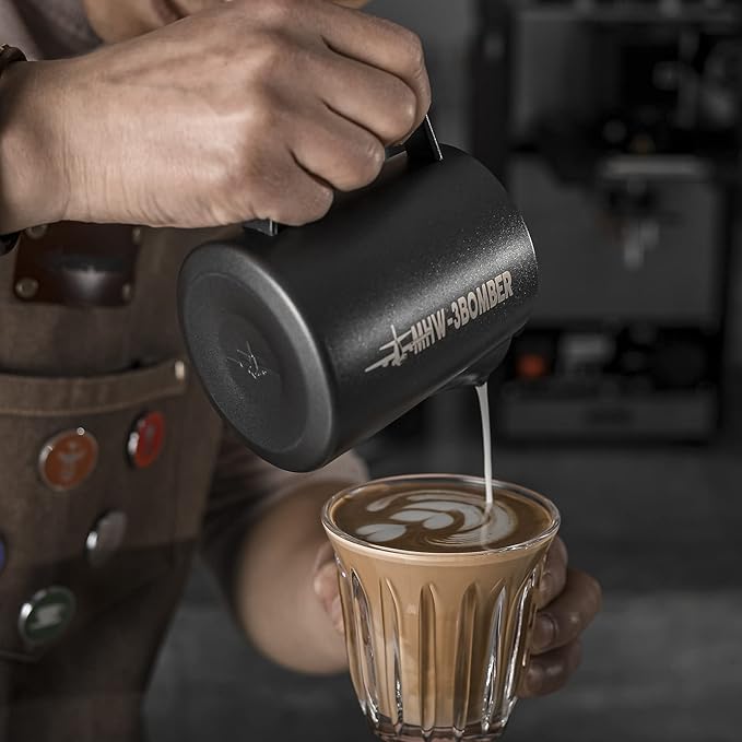 MHW-3BOMBER Espresso Steaming Pitcher Milk Frothing Pitcher Stainless Steel Milk Coffee Cappuccino Latte Art Barista Cup (5.0 Matte Black, 13.5oz/400ml), P5031B