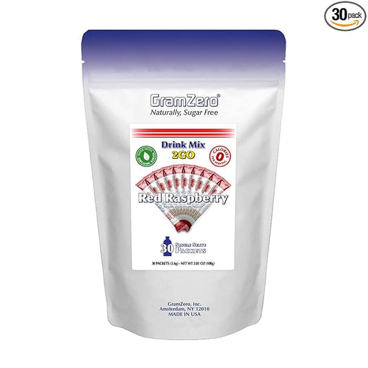GramZero 2GO Sticks - Red Raspberry, Zero Calorie Sugar Free Drink Mix, Stevia Sweetened, Great For Nutrition Club Loaded Tea To Go Kits
