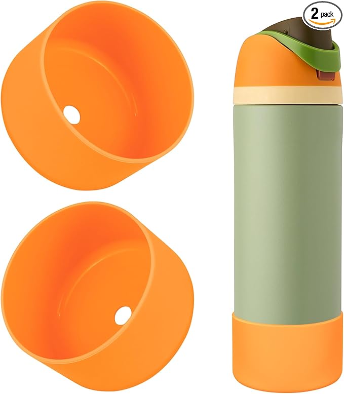 2PCS Silicone Water Bottle Boot, Compatible with Owala 24oz 32oz 40oz, Protective Anti-Scratch & Anti-Dent No Noise Sleeve Cover for FreeSip/Twist/Flip Water Bottles (Citrus Crush, 24oz)