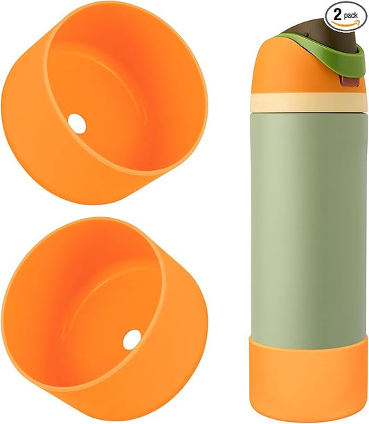 2PCS Silicone Water Bottle Boot, Compatible with Owala 24oz 32oz 40oz, Protective Anti-Scratch & Anti-Dent No Noise Sleeve Cover for FreeSip/Twist/Flip Water Bottles (Citrus Crush, 24oz)