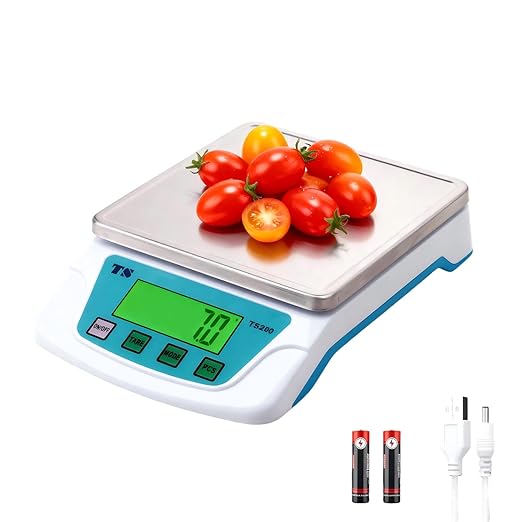 Food Kitchen Scale 22lb/0.2g Precision -304 Stainless Steel with Backlit LCD,Tare & PCS Function,6 Units Conversion(g/oz/lb/kg/ml/ct) for Baking Cooking Meal Prep, USB/Battery Powered