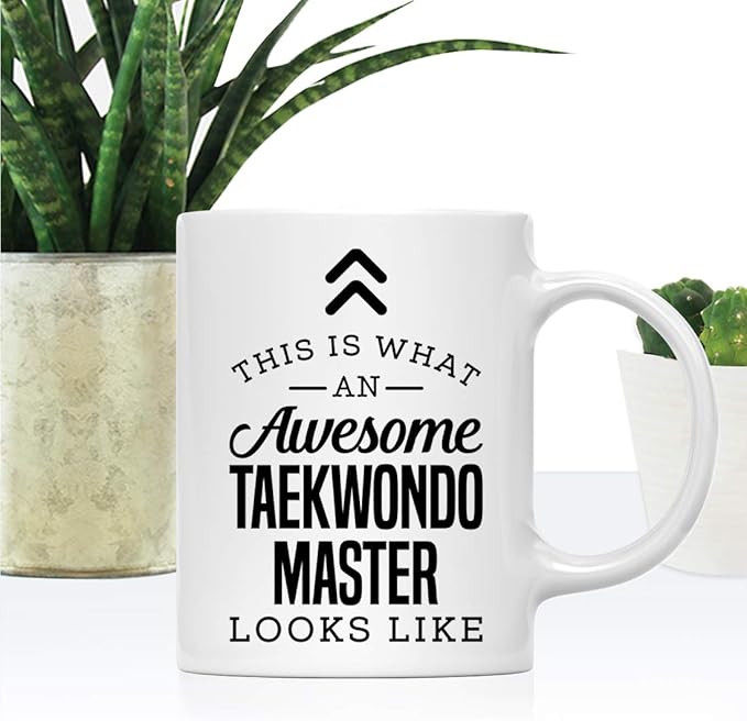 Andaz Press 11oz. Ceramic Coffee Tea Mug Thank You Gift, This Is What An Awesome Taekwondo Master Looks Like, 1-Pack, Birthday Christmas Ideas Coworker Him Her, Includes Gift Box Taekwondo Mug