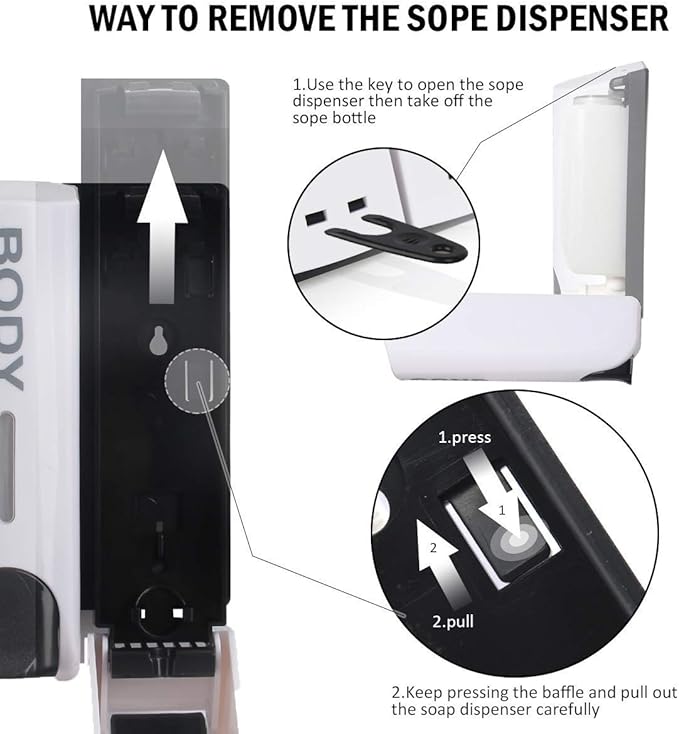 Wall Mounted Shower Soap Dispenser 2 Chamber No Drill Shampoo Dispenser for Shower, Refillable Shampoo Bottles, Wall Shampoo and Body Wash Dispenser for Bathroom Hotel 2 * 350ml White