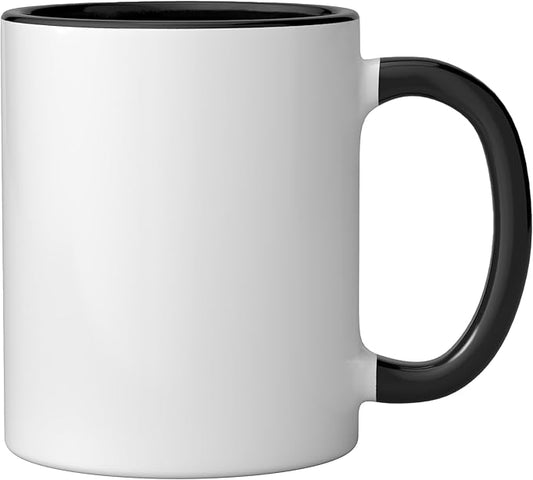 Skeleton Drinking Coffee - Minimalist Graphic Coffee Lover Ceramic Mug, Black/White