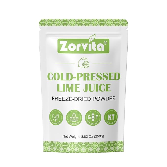 Zorvita Freeze-Dried Lime Juice Powder, Bold Tangy Flavor, Cold Pressed Fresh Lime No Additives or Fillers, Gluten-Free, Non-GMO 8.82 oz (250g)