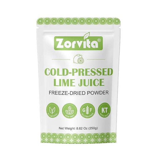 Zorvita Freeze-Dried Lime Juice Powder, Bold Tangy Flavor, Cold Pressed Fresh Lime No Additives or Fillers, Gluten-Free, Non-GMO 8.82 oz (250g)